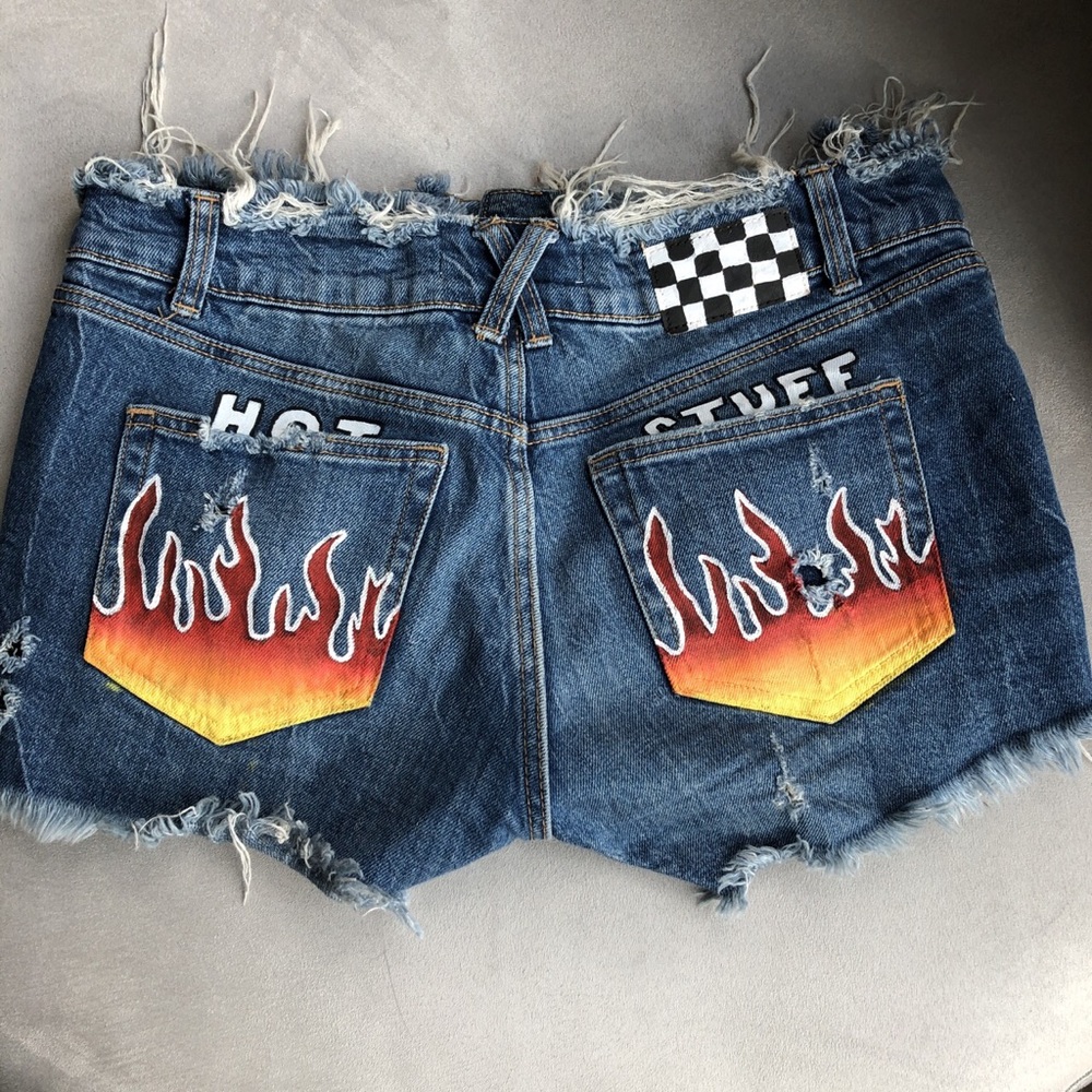Hand painted denim shorts